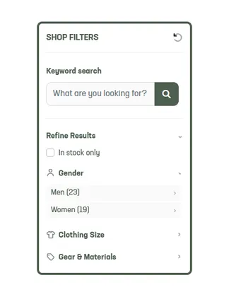 Refine your shop results